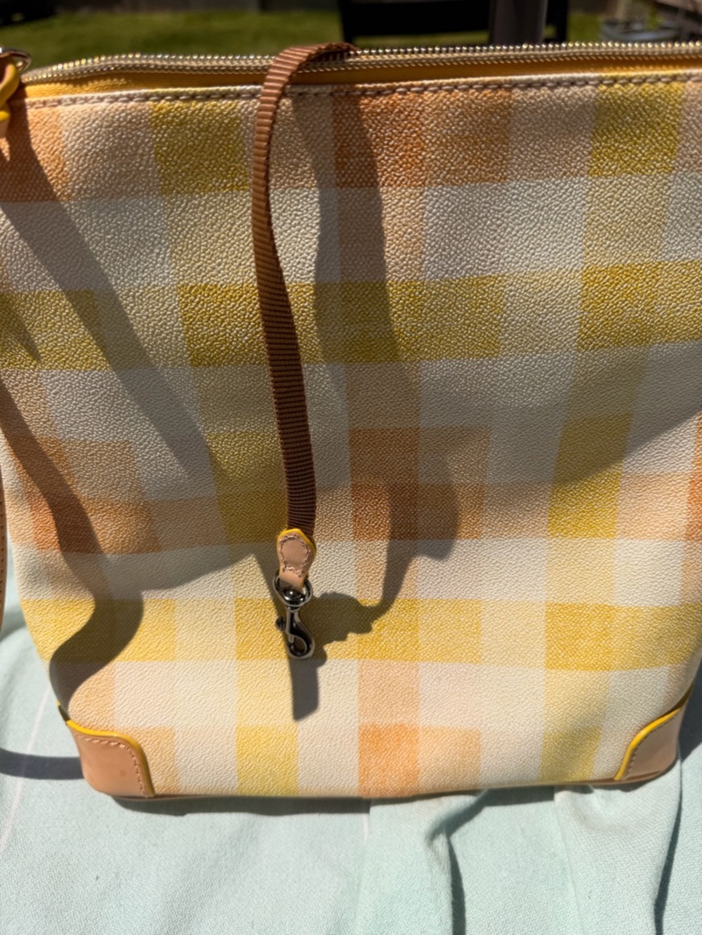 Dooney & Bourke Quadretto Check Yellow Crossbody - Picture 4 of 6